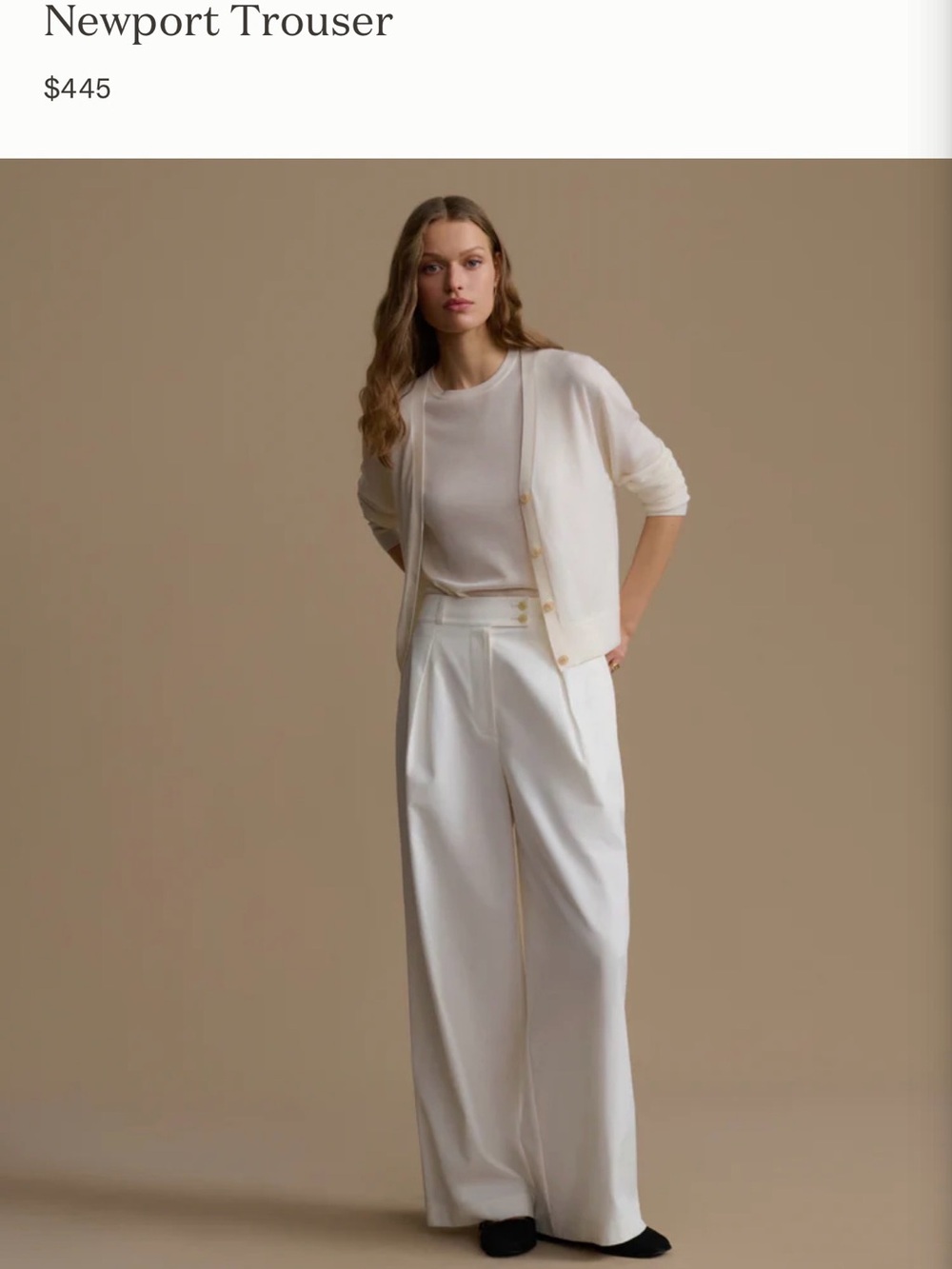 Jenni kayne Newport Trouser - Cream Wide-Leg Women's Pants